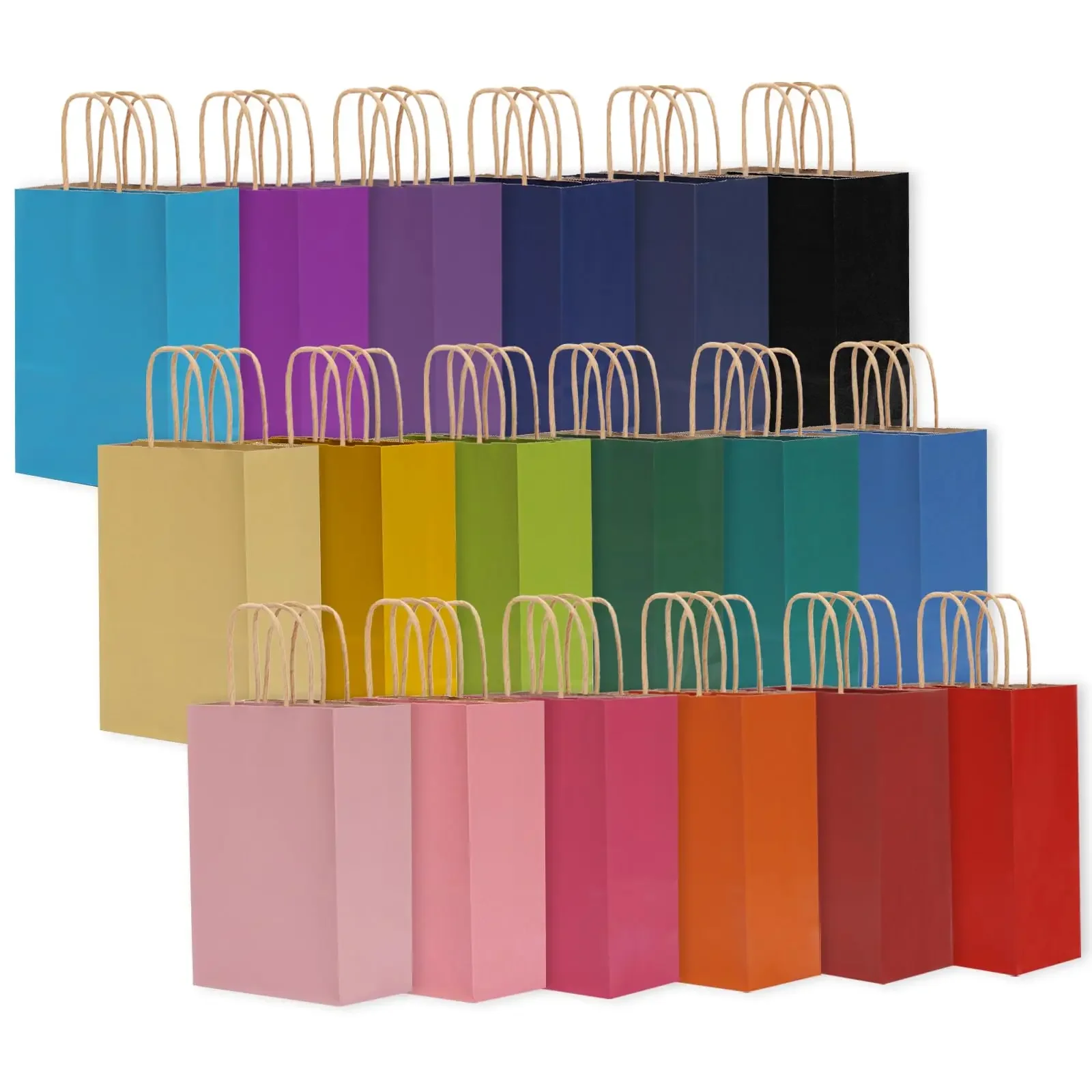 50PCS Paper Gift Bags With Handles Bulk Paper Shopping Bags Kraft Bags Party Favor Bags Retail Merchandise Bags Sacks