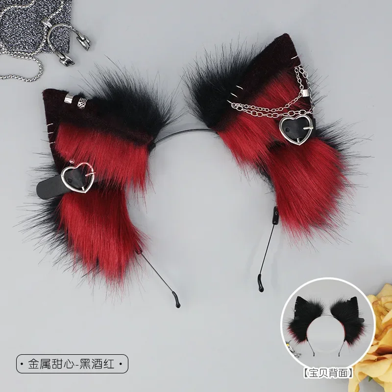 Handmade Cute Plush Beast Ear Comic Exhibition Hair Hoops, Spicy Girl Headwear, European and American Style Hair Accessories