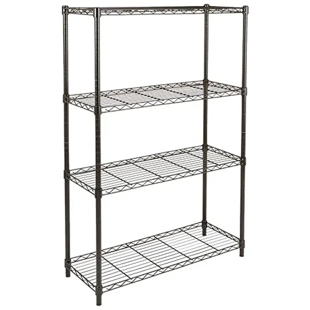 Adjustable Heavy Duty Steel Wire Rack Storage Shelving 36x14x54 inches Black Kitchen Garage Organizer Shelf Tiered Rectangular