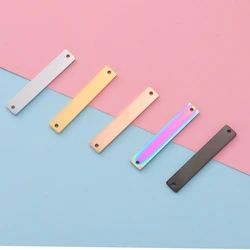 20Pcs/Lot 1.5*6*35mm Rectangle Tag Bar Blank Charms Connector Mirror Polish Stainless Steel DIY Stamping Word Logo Charms