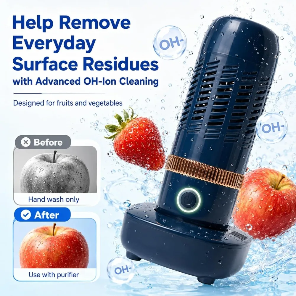 Portable Fruit and Vegetable Cleaning Machine Waterproof Cordless Device Purifier Veggies Grains Meat Seafood Kitchen Sink Bowl
