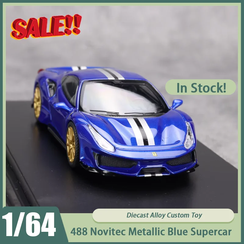 

Новинка в наличии Sh Im 1:64 Fe 488 Novitec, металлический синий чехол для суперкара, открытая модель автомобиля из сплава, миниатюрные литые украшения, игрушки на заказ