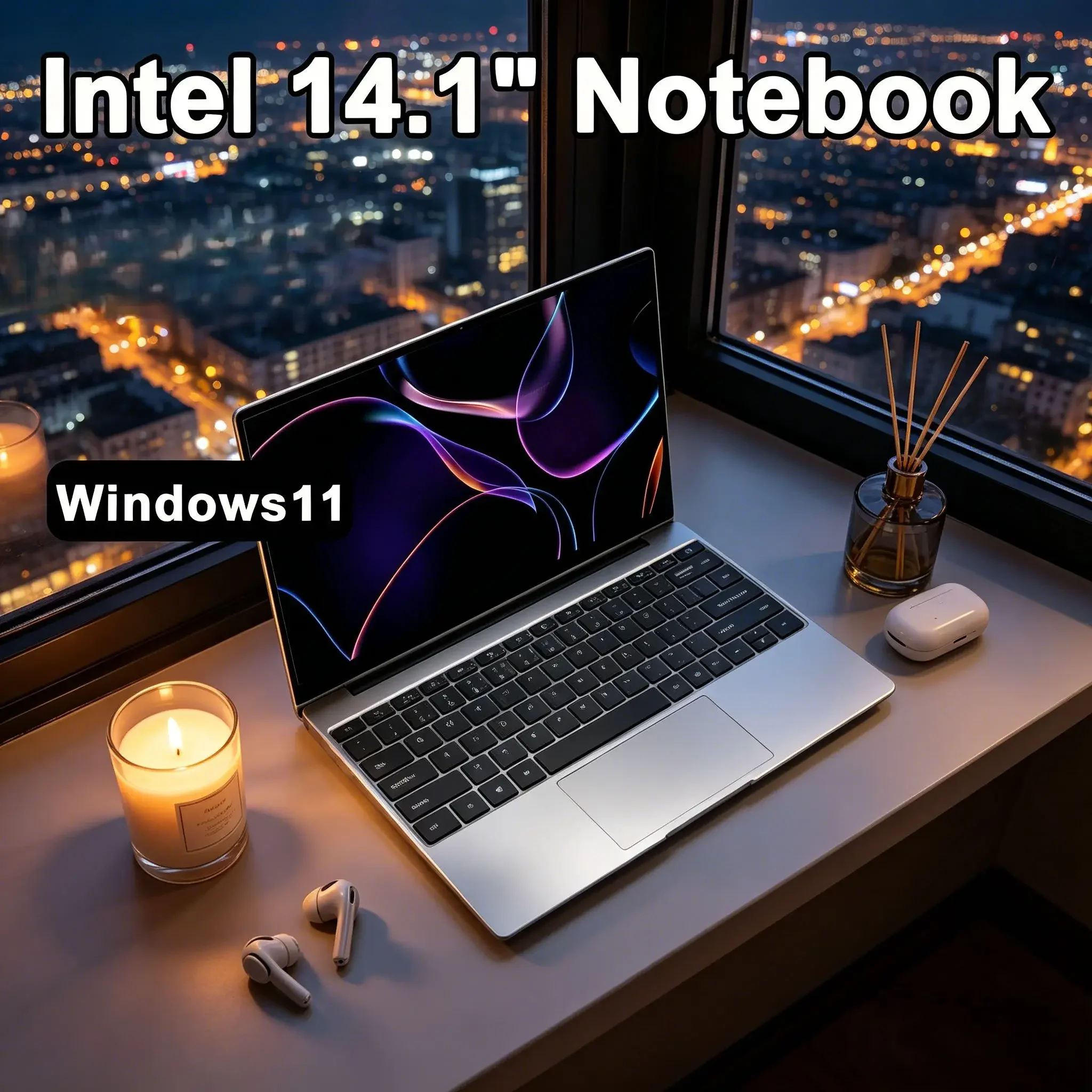 

New Ultra‑Slim 14.1" Laptop, Intel Celeron 4405U Processor, Windows 11 Pro, 16GB, 2TB, 1920×1080 FHD Display, Portable Office