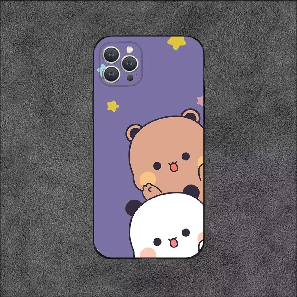 Cute Cartoon BUBU D-DUDU Phone Case For iPhone 15,14,13,12,11,Plus,Pro Max,XS,X,XR,SE,Mini,8,7 Soft Silicone Black Cover