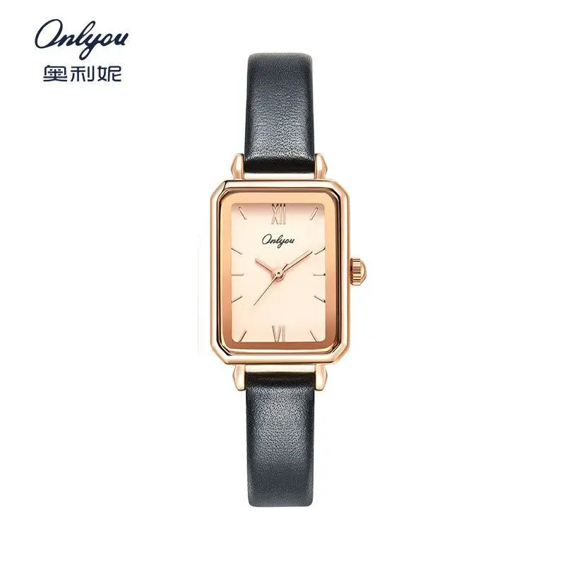 2025 Hot Selling ONLYOU Brand Genuine Leather Strap Women's Watch Luxury Gift Quartz Watch Simple Fashion Student Square Watch