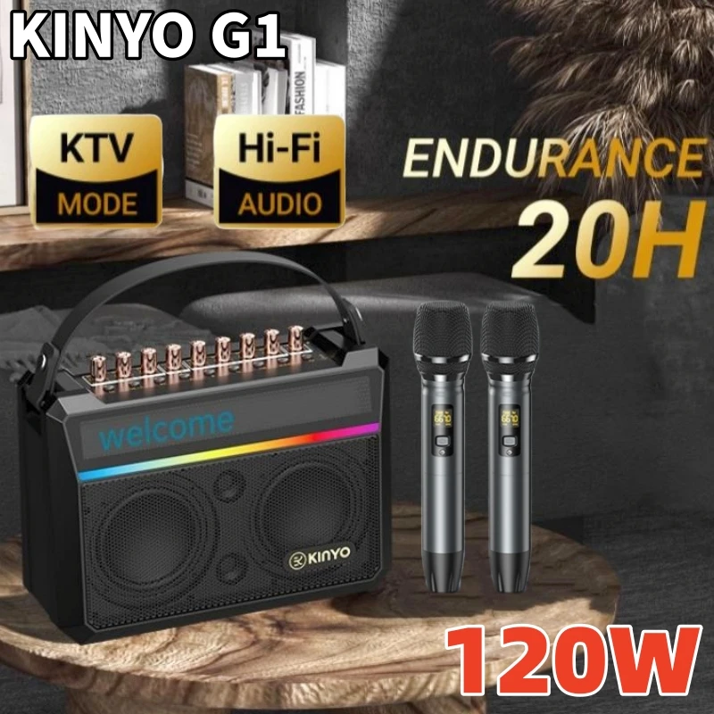 KINYO G1 120W high-power Bluetooth speaker outdoor square dance high volume household karaoke handheld subwoofer sound system