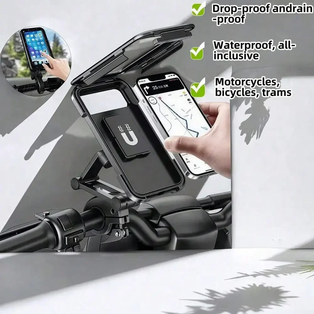 Waterproof Motorcycle Bike Mobile Phone Holder Support Universal Bicycle GPS 360° Swivel Adjustable Motorcycle Cellphone Holder