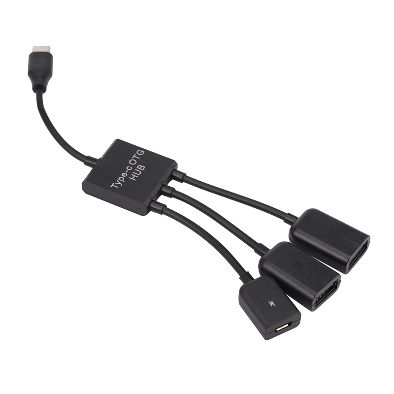 USB 3.1 Type C Male To 2 Dual USB A 2.0 Female + Micro-USB Female 3 In 1 OTG HUB