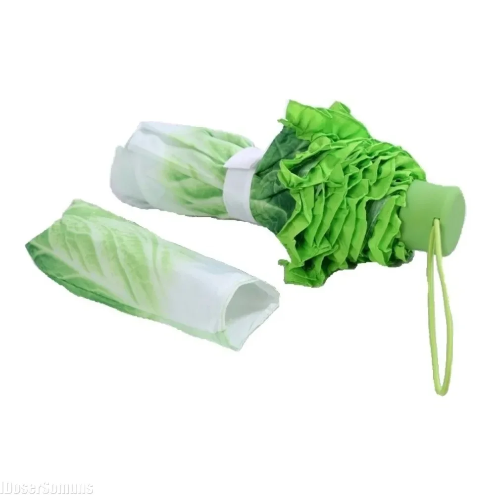 Cabbage Umbrella Lettuce Sunny Rainy Umbrellas UV Creative Protection Beach Funny Folding Vegetable Portable Parasol Gifts