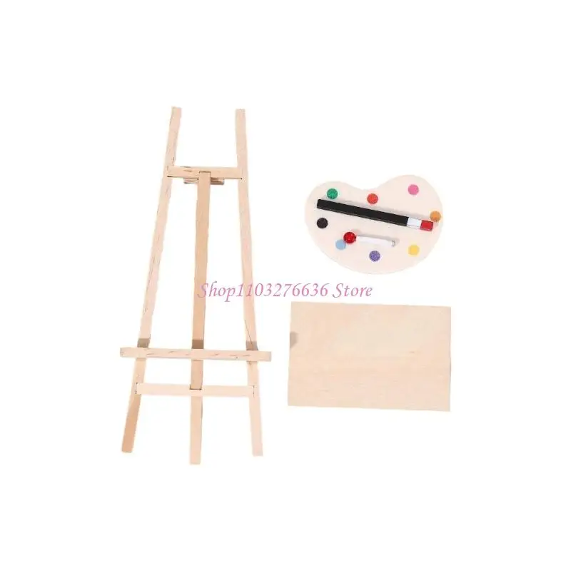 R6fd miniatura arte cavalete suporte conjunto casa boneca acessórios crianças brinquedo para jogo criativo e cena
