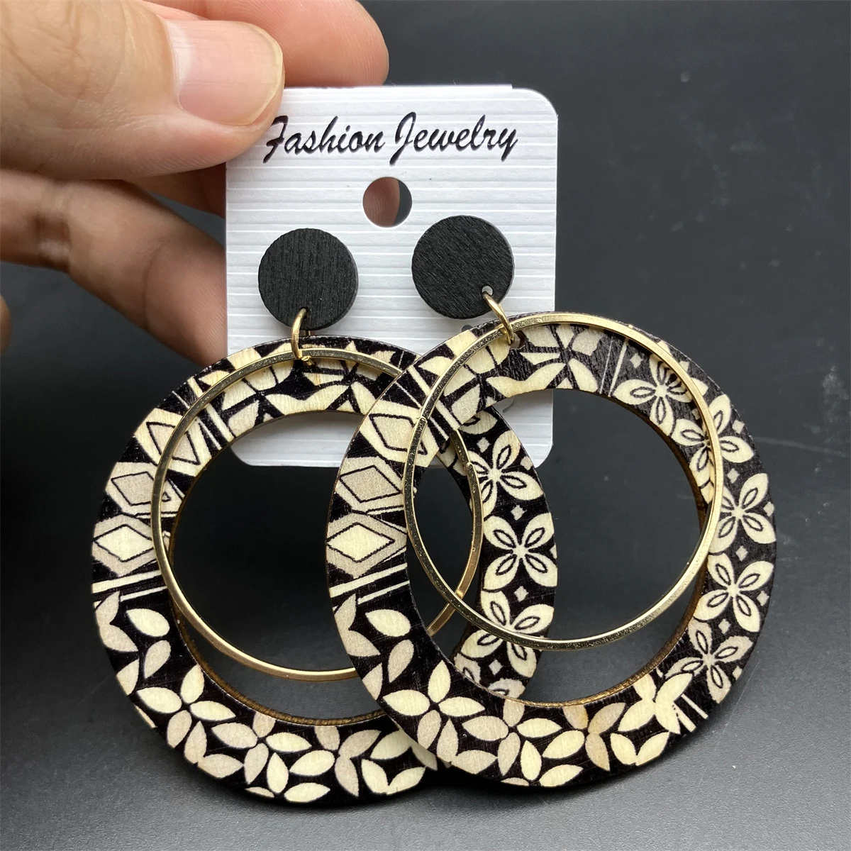 Bohemian Ethnic Big Colorful Painted Wooden Earrings for Women Creative Design Geometric Statement Dangle Earring Female Jewelry