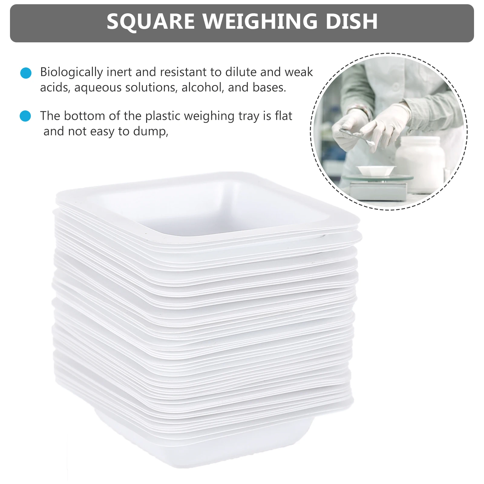 

50pcs Weighing Dish Disposable Plastic Lab Tray Food Safe Lightweight Anti static Measuring Boat for Liquids Powders Solids