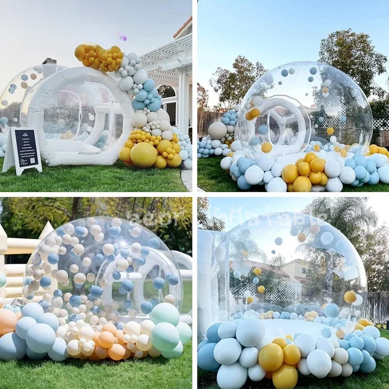 Outoor Giant Transparent Inflatable Crystal Dome Bubble Tent Heated Inflatable Bubble Tent With Balloonsd