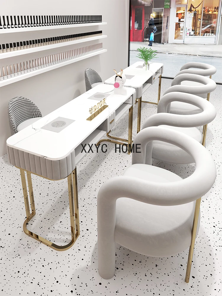 Professional Marble Tabletop Nail Table Nail Artist Modern Luxury Manicure Table Storage Mesa De Manicure  Furniture