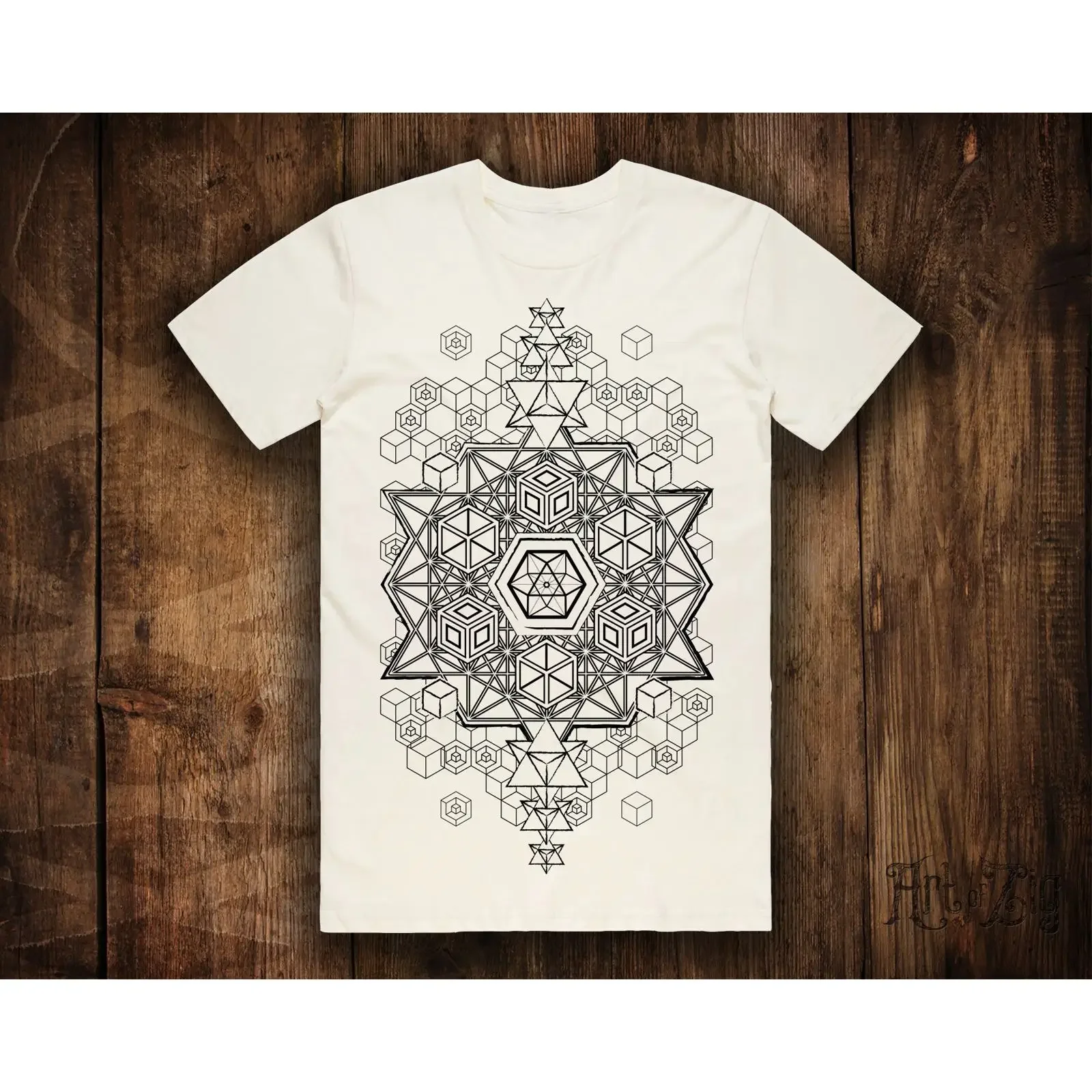CLEARANCE Sacred Geometry Clothing Festival Mens Psy T Shirt Fractal vintage Washed Versatile Soft Breathable streetwear
