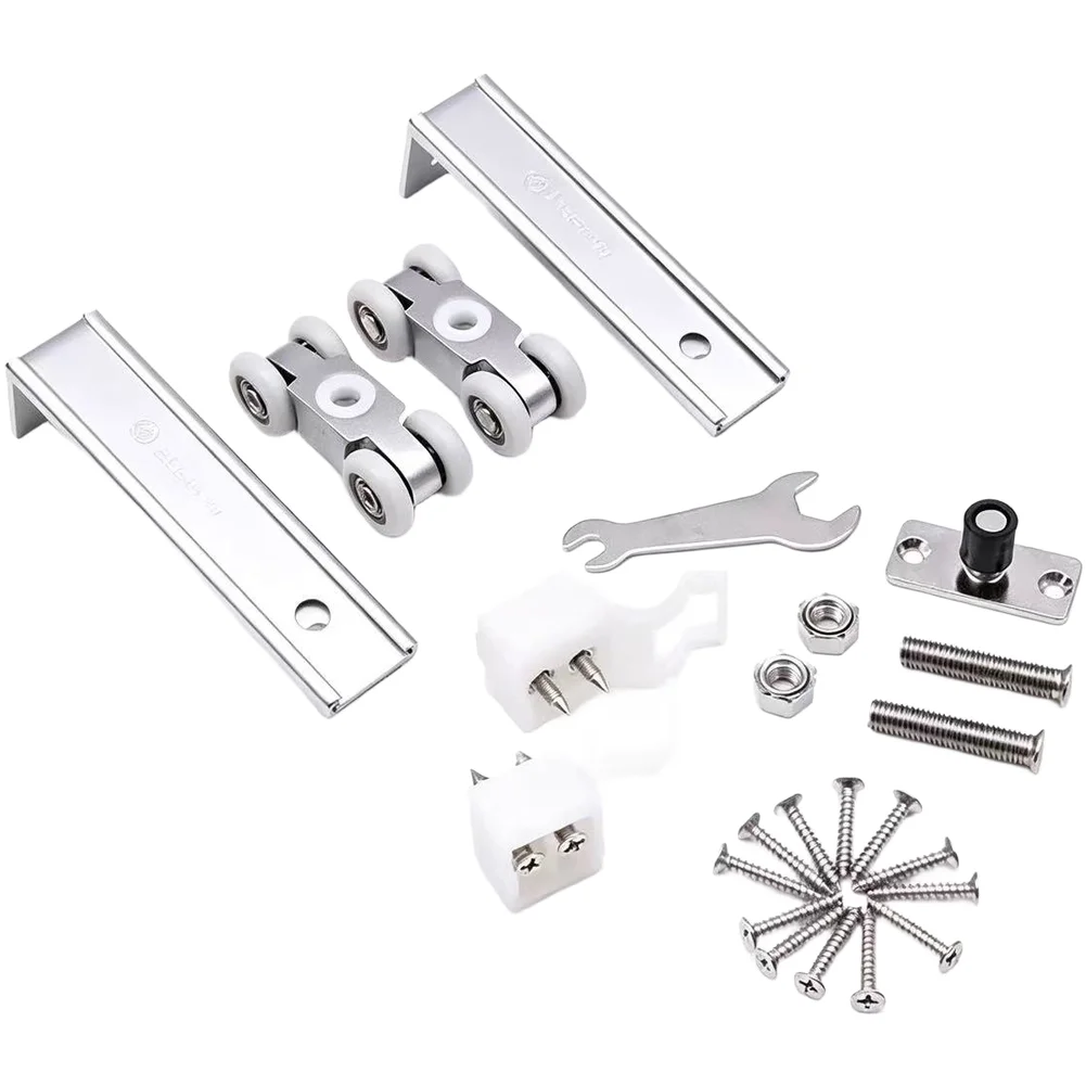Heavy=Duty Silent Sliding Door Roller Kit Aluminum Alloy Track For Kitchen Wood Barn Doors Smooth Noiseless Operation 120kg Load