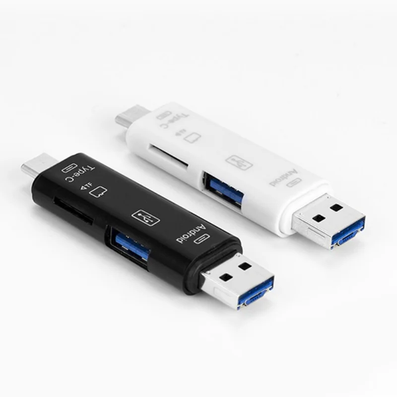 5 في 1 متعددة الوظائف Usb 2.0 نوع C/Usb/مايكرو Usb/Tf/SD قارئ بطاقة الذاكرة OTG قارئ بطاقة محول ملحقات الهاتف المحمول