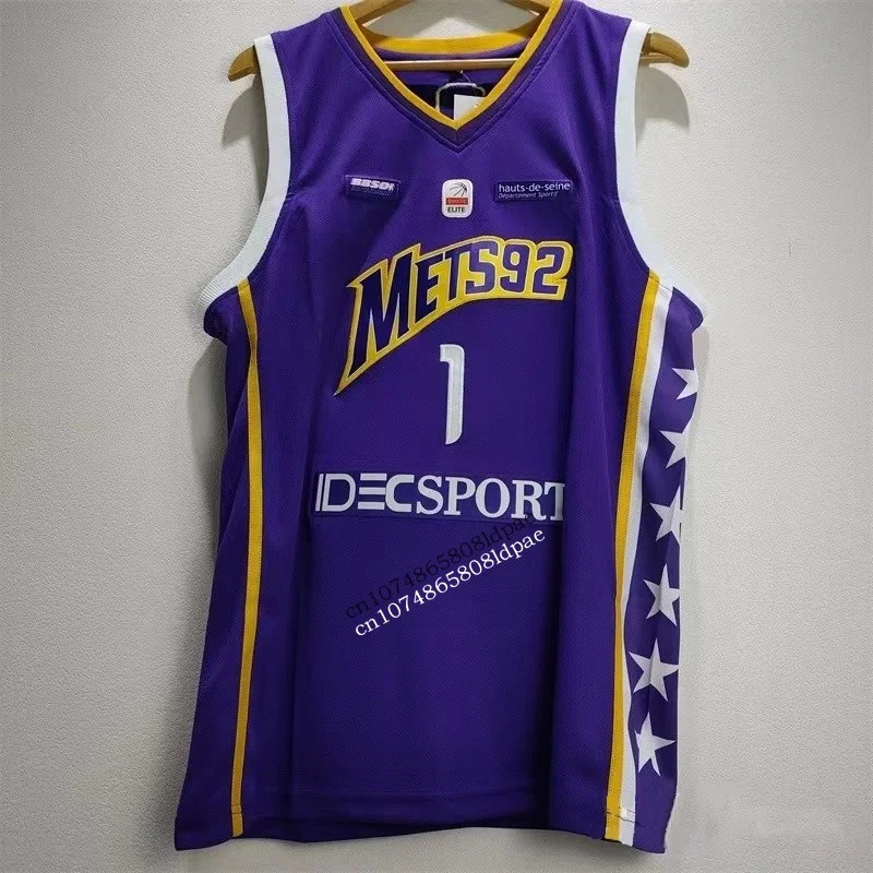 Basketball Jersey Men Oversize Mets 92 1 WEMBANYAMA Embroidery Breathable Athletic Sport High Street Hip Hop Outdoor Sportswear