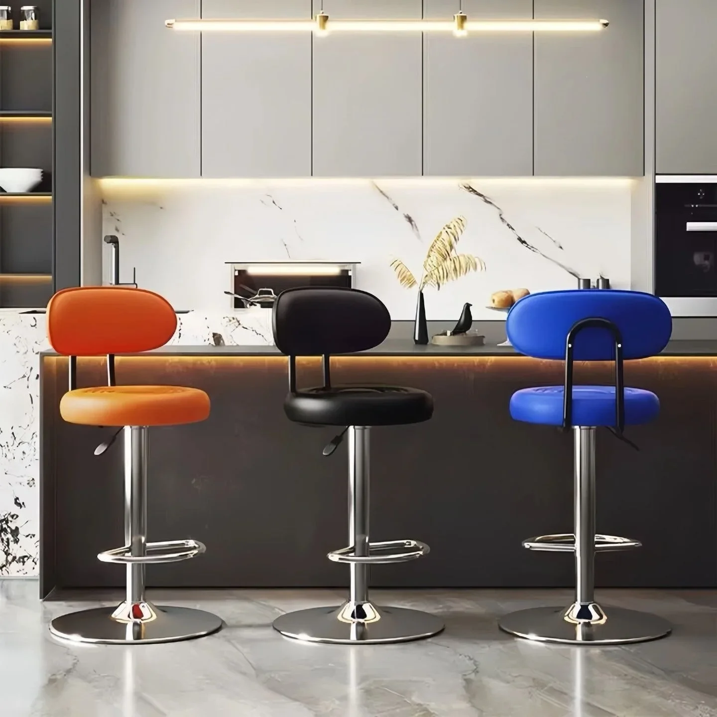 Bar chair Modern simple rotating high stool Cashier front desk lifting back chair Bar high stool Bar chair