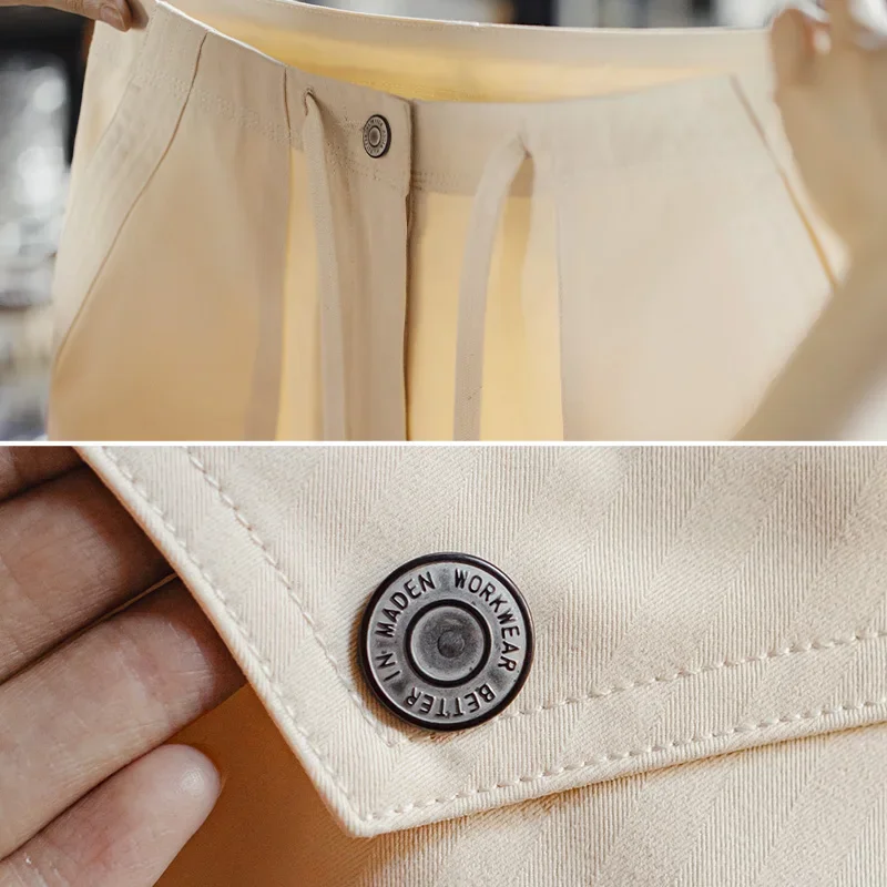 Maden المرأة الأبيض السراويل البضائع غير رسمية العاج في الهواء الطلق Trackpants واسعة الساق فضفاضة مستقيم بنطلون مع مطوي الركبة لفصل الخريف #5