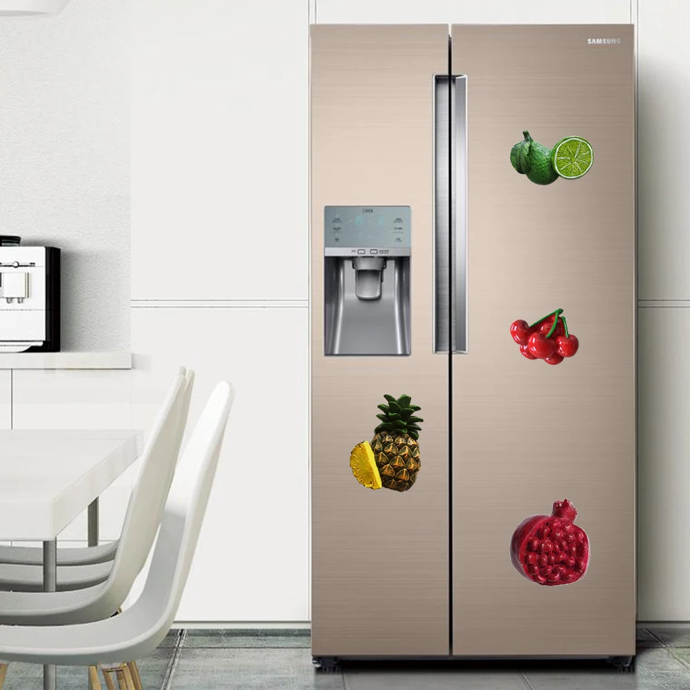 

2pcs Simulation Fruit Fridge Resin Refrigerator Stickers Magnetic Home Decor Adsorption For Notes Artwork Easy Use Fridge