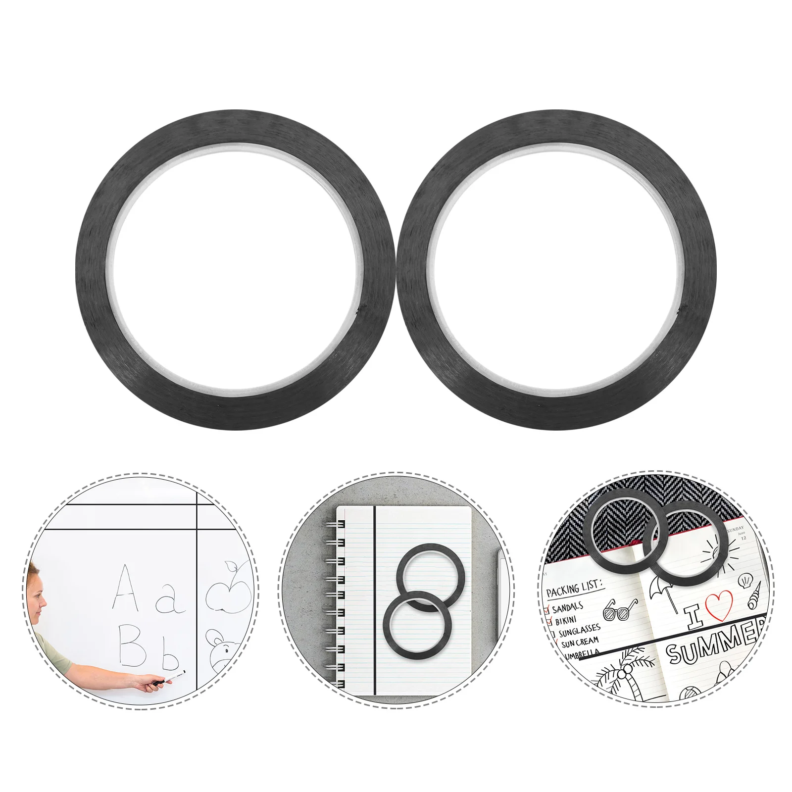 10개입 검정 테이프 자체 접착식 그리드 마킹 화이트보드용 도안 차트 그래프 라인 아트 공예 스크랩북 저널 강력 접착