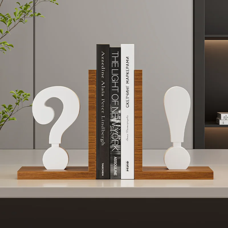 Creative Resin Question Mark Exclamation Mark Bookend Sculpture Decoration Irregular Art Question Exclamation Mark Bookend