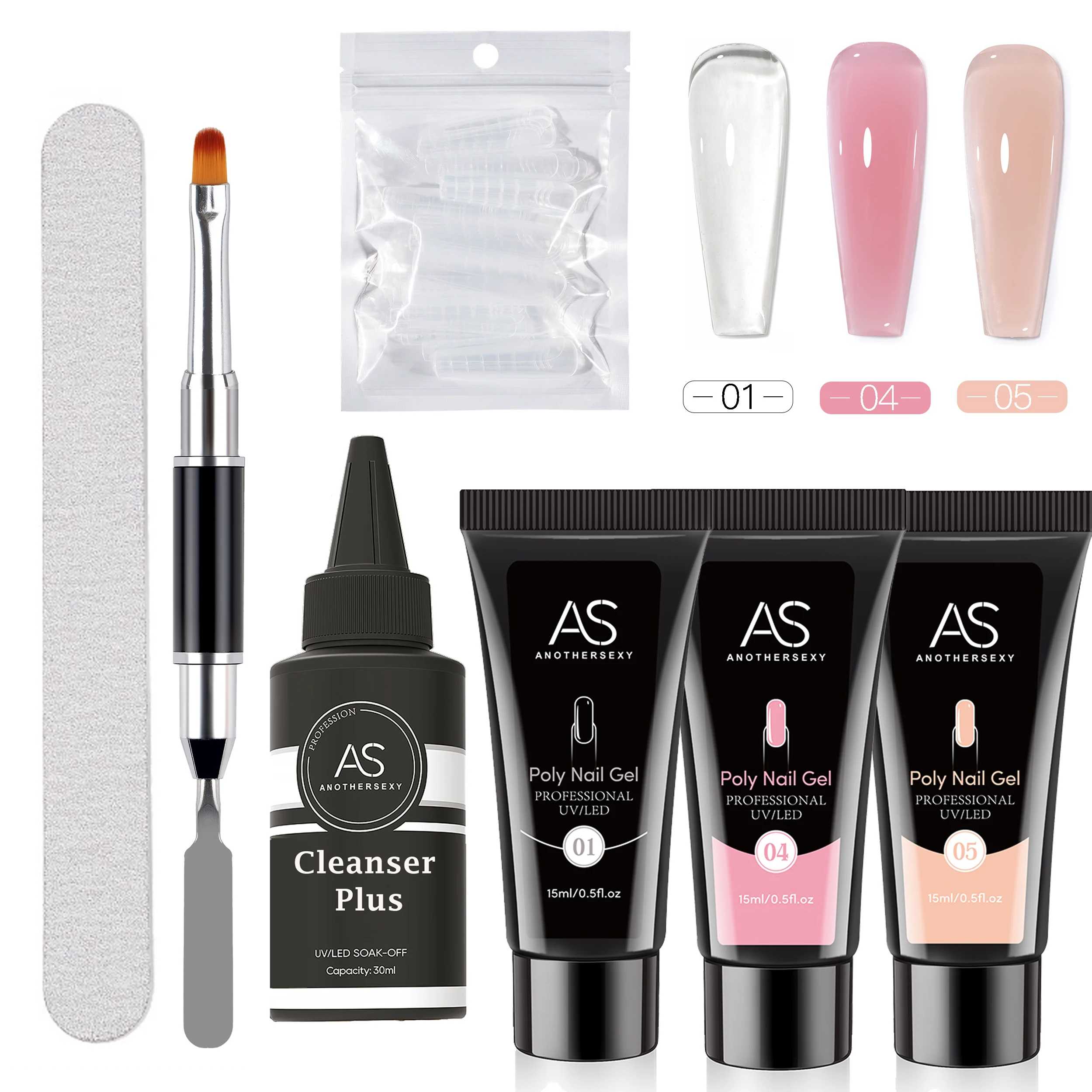 AS 15ml Extension Nail Gel Manicure Set Finger Quick Buliding Extension Gel Nail Polish Kit Soak Off UV Poly Nail Vernis Gel