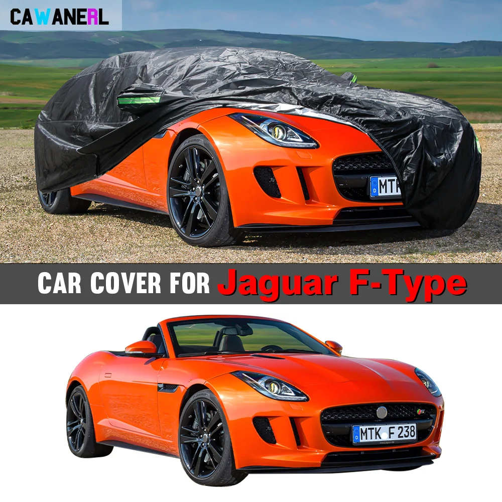 

Черный автомобильный чехол для Jaguar F-Type Ftype 2013-2025, водонепроницаемый автомобильный козырек от солнца с защитой от УФ-лучей, дождя, снега, пыли, льда, защитный чехол