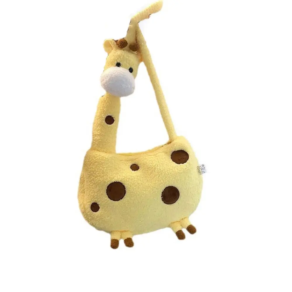 Shoulder Bags Cute Giraffe Plush Bag Korean Version Handbag Fluffy Backpack Cartoon Doll Shoulder Bag Lovely Tote Bag