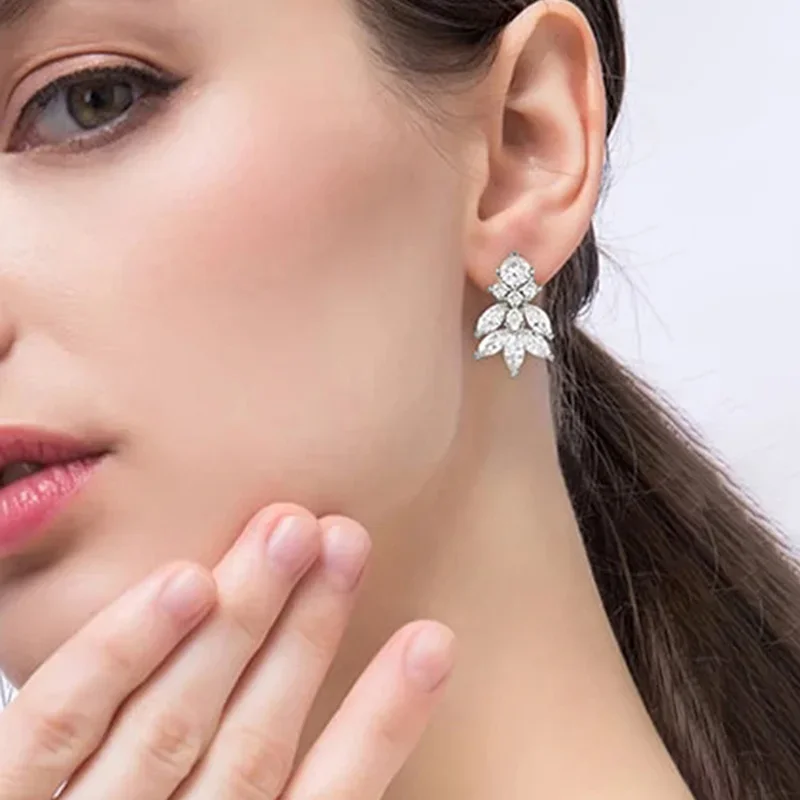 Huitan Luxury Geometric Stud Earrings for Women Full Crystal CZ Exquisite Bridal Wedding Accessories Fancy Gift Fashion Jewelry