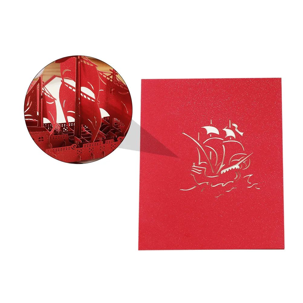 

1Pcs 3D Sailboat Greeting Card Pop Up Christmas Card with Stereo Effect for Family Friends Blessings Gift Festival Cards