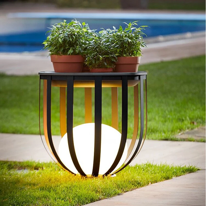 Modern Garden Tea Table Light Waterproof Lawn Lamp Solar Energy LED Landscape Lamp Outdoor Atmosphere Floor Lighting