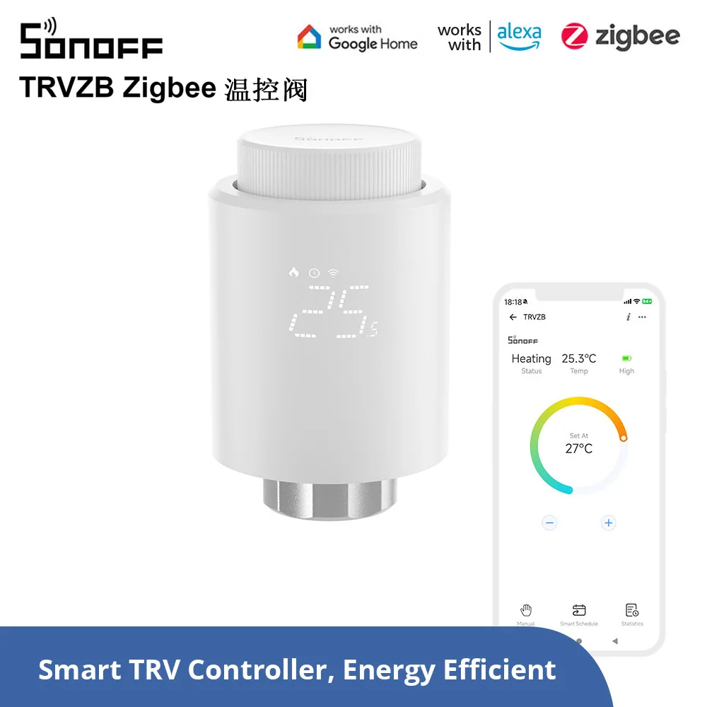 

SONOFF TRVZB Zigbee термостатический радиаторный клапан умный дом отопление замороженная защита удаленное групповое управление через eWeLink Alexa