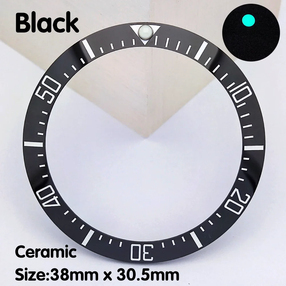 38mm Sloping Ceramic Bezel Luminous Night Vision Bezel Scale bezel Watch Parts Replacement Accessories High Quality Bezel