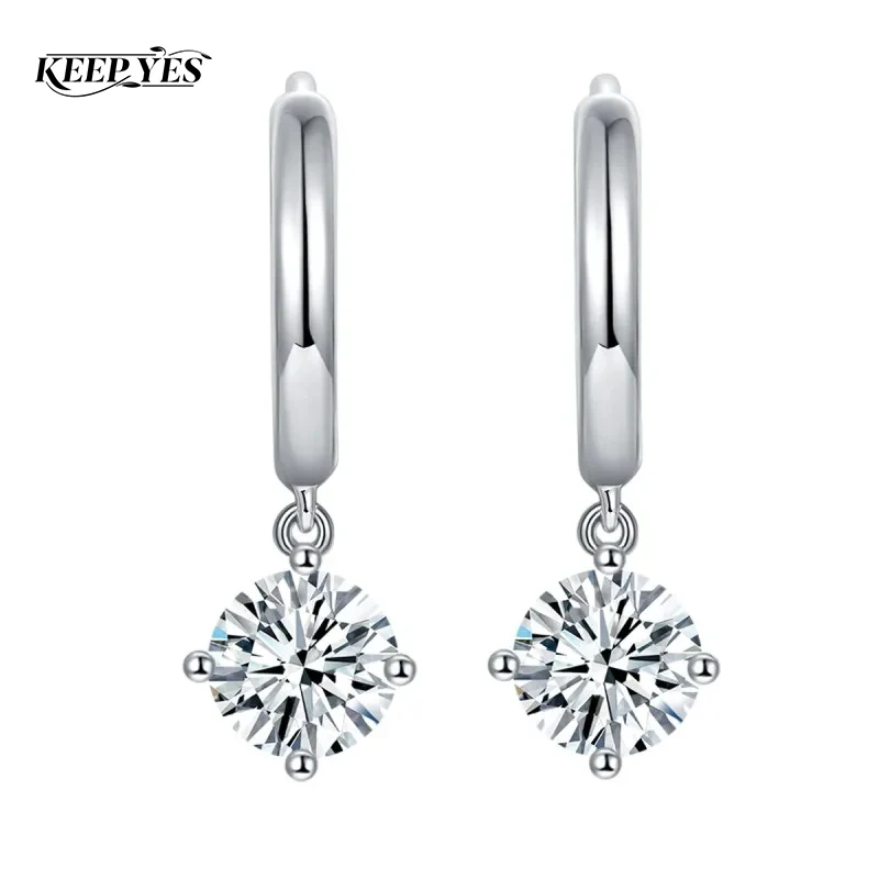 

Серьги-кольца KEEP YES 1.0ct с муассанитом, покрытые белым золотом, классические, с четырьмя крапанами, для женщин, из стерлингового серебра 925 пробы, свадебные, изысканные ювелирные изделия