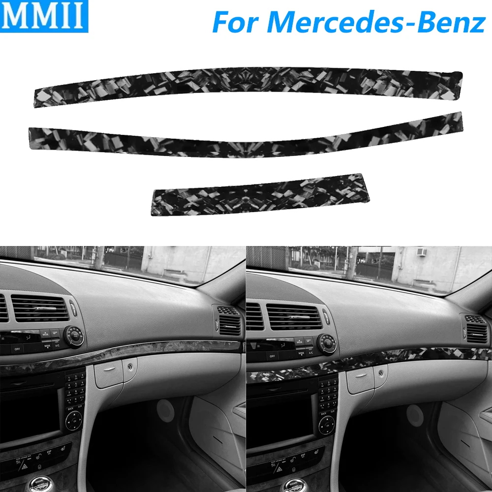 Für Mercedes-Benz E-Klasse W211 2003-2009 Geschmiedete Carbon Faser Zentrale Dashboard Instrument Panel Abdeckung Auto Zubehör Aufkleber