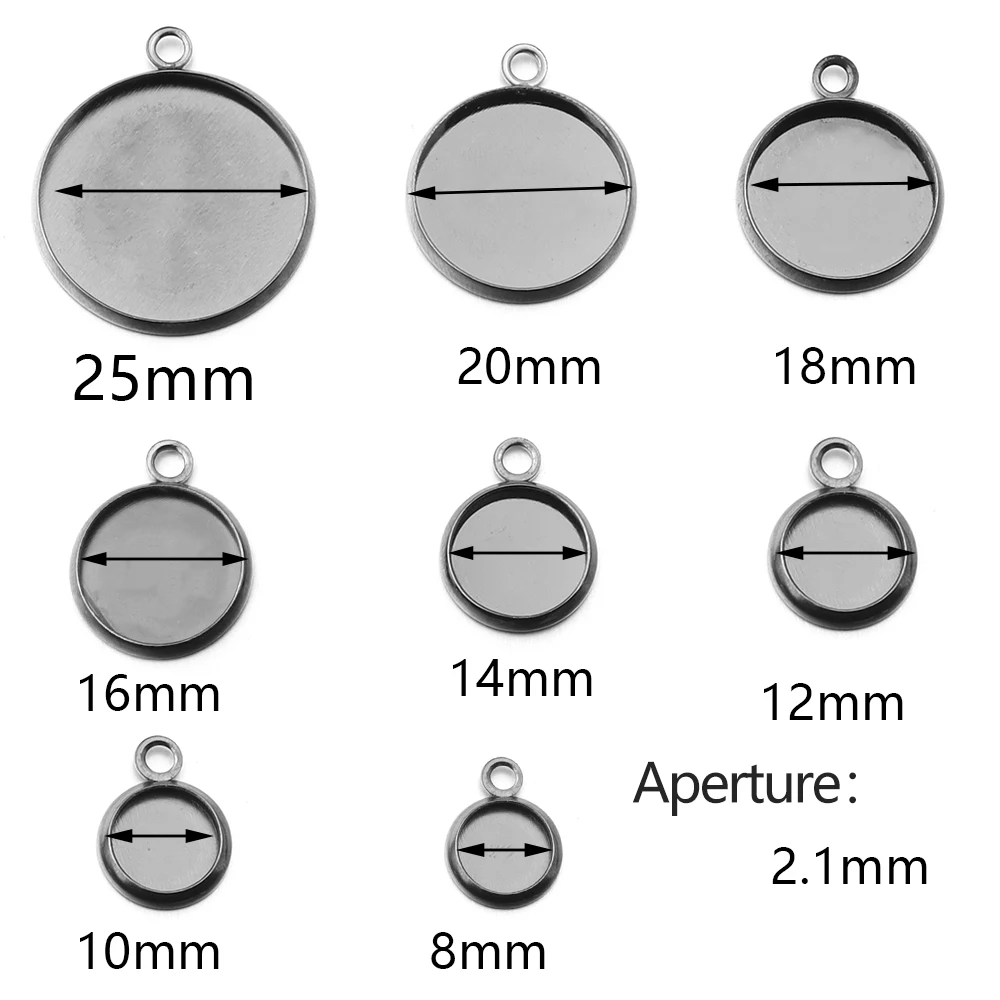 10pcs 8/10/12/14/16/18/20/25mm Round Cabochon Base Pendant Bezels Blank Tray Setting For DIY Jewelry Making Necklace Earrings - Image 2