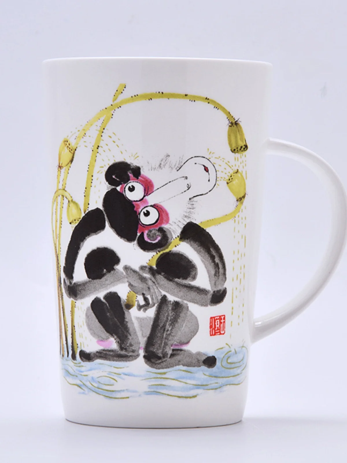 

Large Capaci Bone China Cup Monkey Zodiac Breakfast Cup Birthday Gift for Couples with Lid Chinese Sle Cerc Water Mug