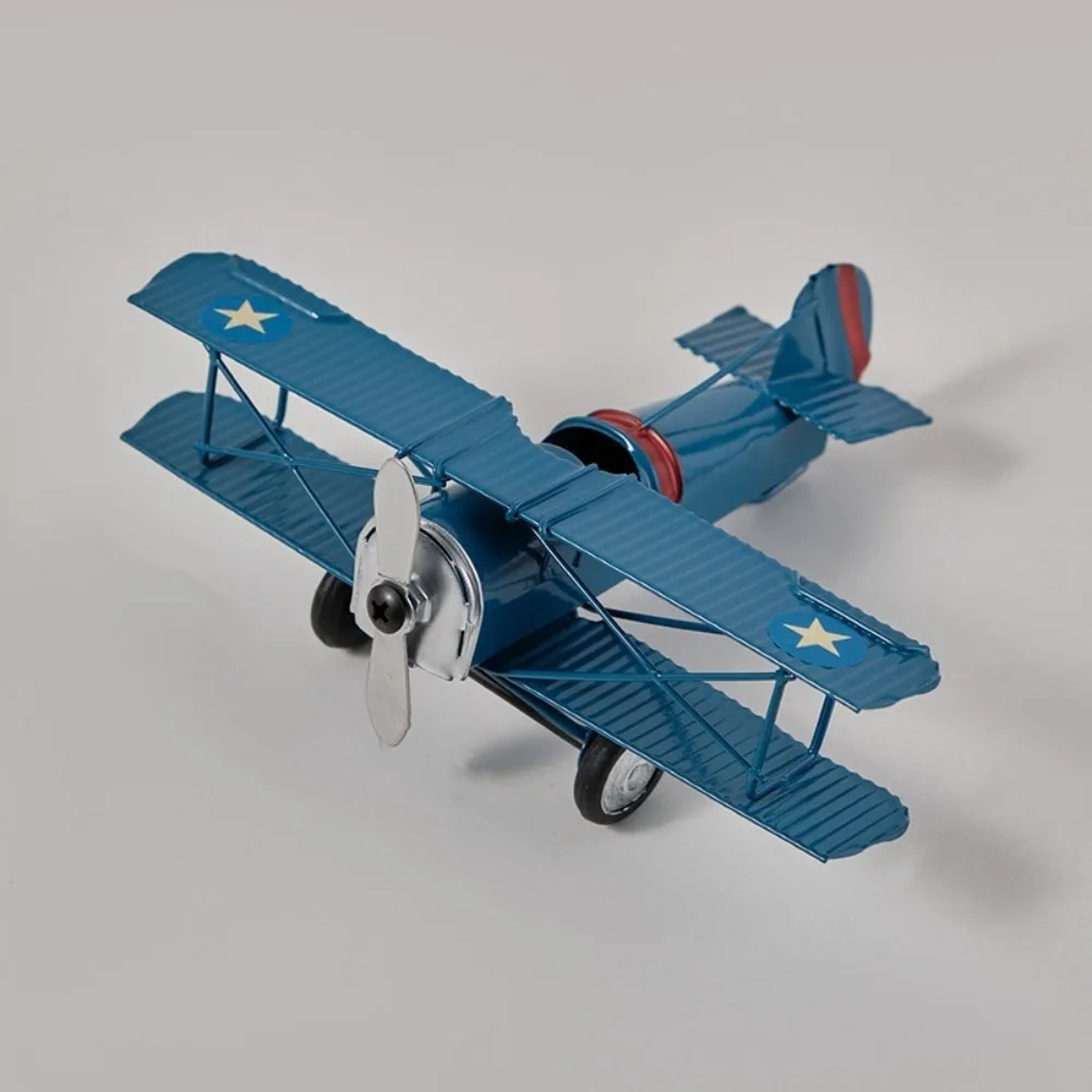 Creative Retro Iron Vintage Airplane Model Handicraft Collection Aircraft Ornaments Miniature Delicate Metal Plane Models Gift