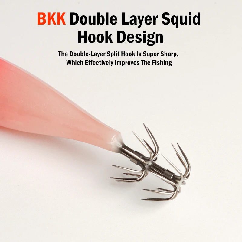    LEYDUN 5 قطعة/مجموعة مضيئة العين الأفقي خطاف الحبار الخشب الروبيان الحبار الأحمر والأخضر مضيئة BKK هوك الحبار الروبيان الطعوم