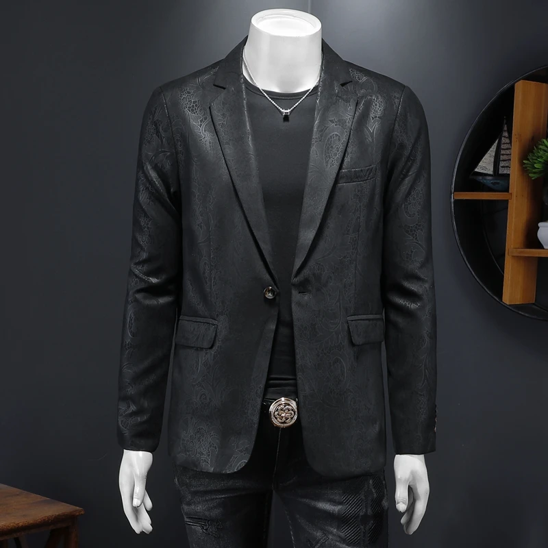 Single breasted buckle blazers mens Business Casual blazer Men fashion British style Suit Jacket 2025 Men's Spring Slim fit Suit