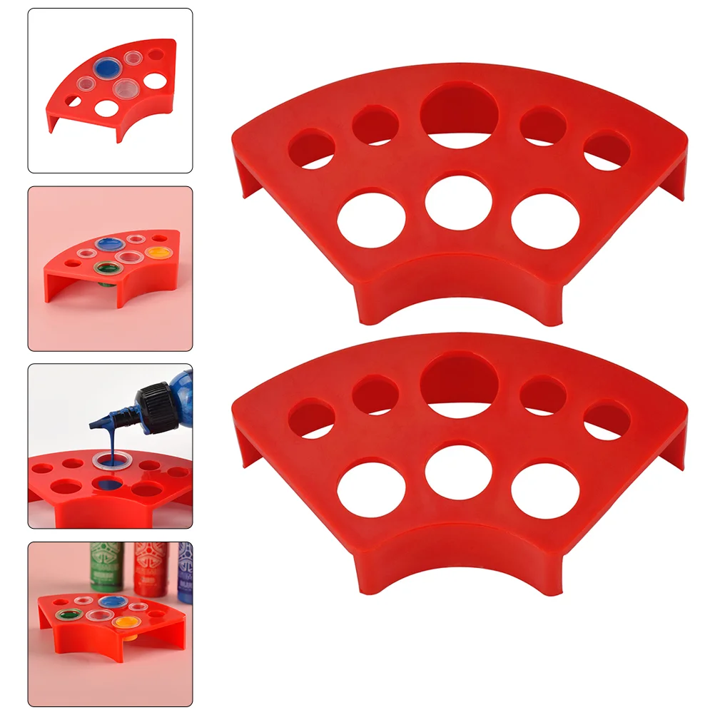 2 Pcs Tattoo Color Rack Tattoos Ink Cup Holder Plastic Stand Pigment Storage Display Bracket Displaying Supply Convenient Tray