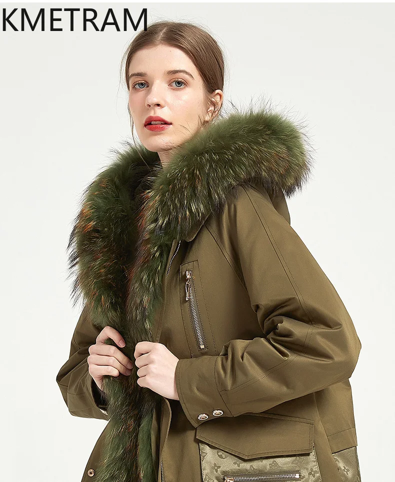 معطف فرو أرنب ريكس طبيعي من KMETRAM معطف فرو سترة موضة ملابس نسائية خضراء 2025 شتاء متوسط الطول جديد في سترة fourrures #5