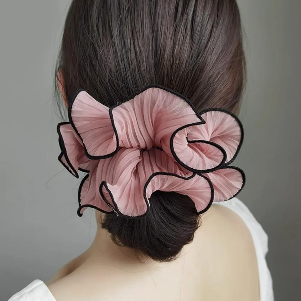 

Korean Style Chiffon Hair Scrunchies Ponytail Holder Wrinkle Large Intestine Hair Rope Hair Rubber Bands Exaggerated Hair Band