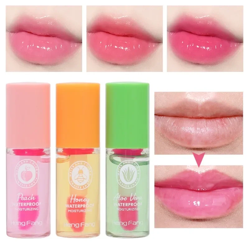 Aloe Vera Peach Honey Mini Lip Oil Temperature Color Changing Lasting Waterproof Moisturizing Lip Gloss Lip Care Makeup Cosmetic