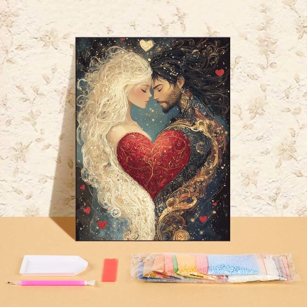 

DIY 5D Diamond Painting Full Round Diamond Mosaic Queen King Heart Handmade Art Embroidery Wall Decoration For Living Room