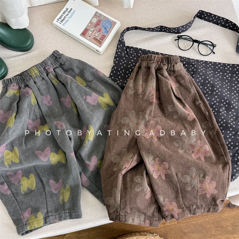 2024 Autumn New Children Loose Trousers Cotton Baby Girls Fashion Print Harem Pants Toddler Boys Casual Pants Kids Clothes