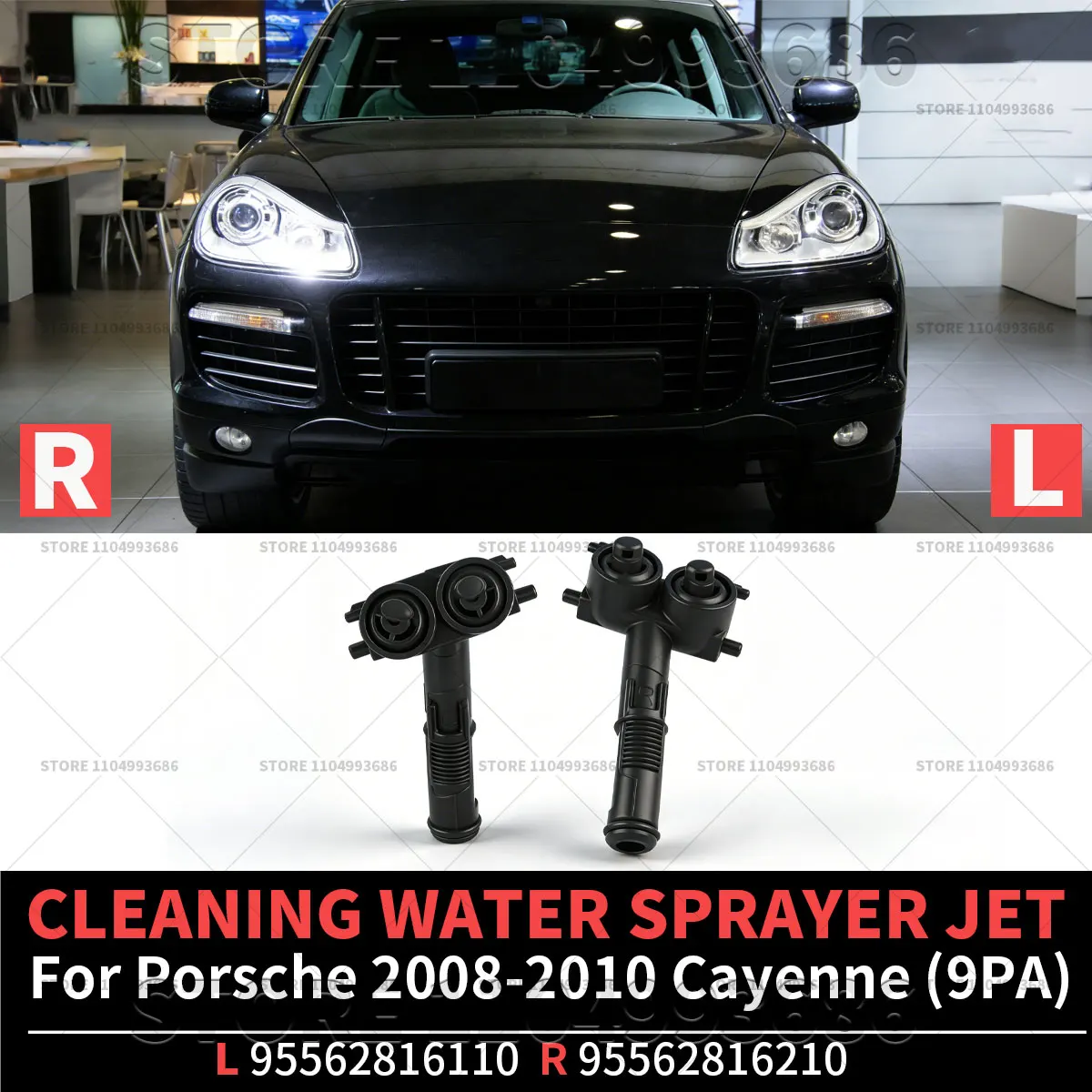 

For Porsche 2008 2009 2010 Cayenne S GTS Turbo S (9PA) Bumper Headlamp Water Sprayer Jet Nozzle OEM 95562816110 95562816210