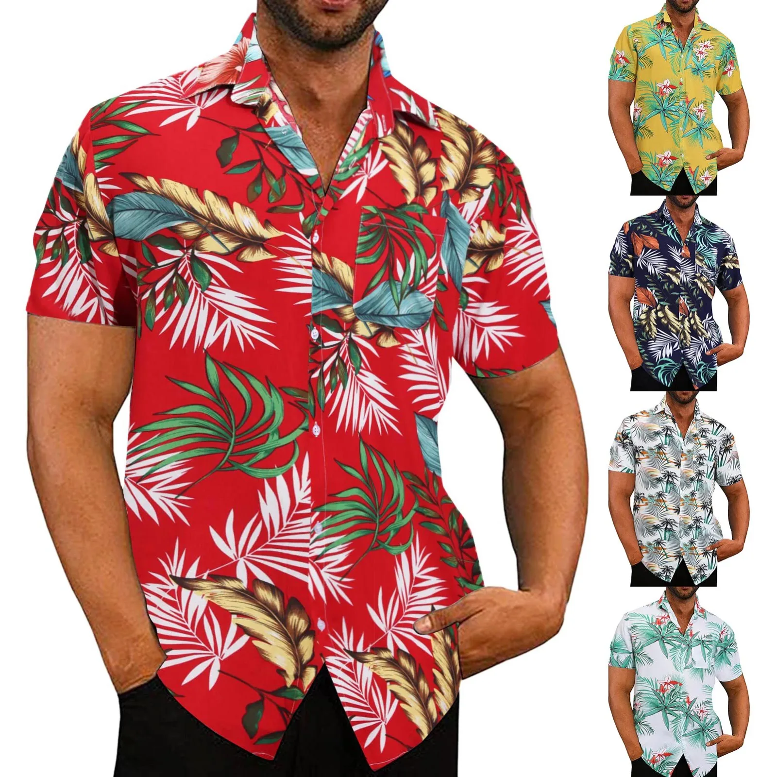 

Men's Fashion Summer T-Shirts Hawaiian 3d Print Cozy Casual One Button Shirts Short Sleeve Beach Oversized Shirts